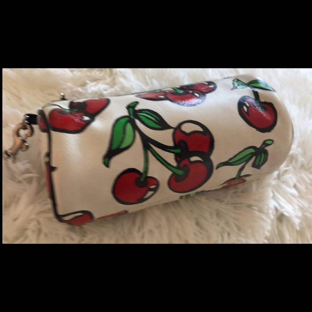Cherry - cheery white leather tiny speedy wristlet